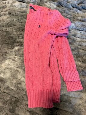 Polo by Ralph Lauren Pink Cable-Knit Crewneck Sweater